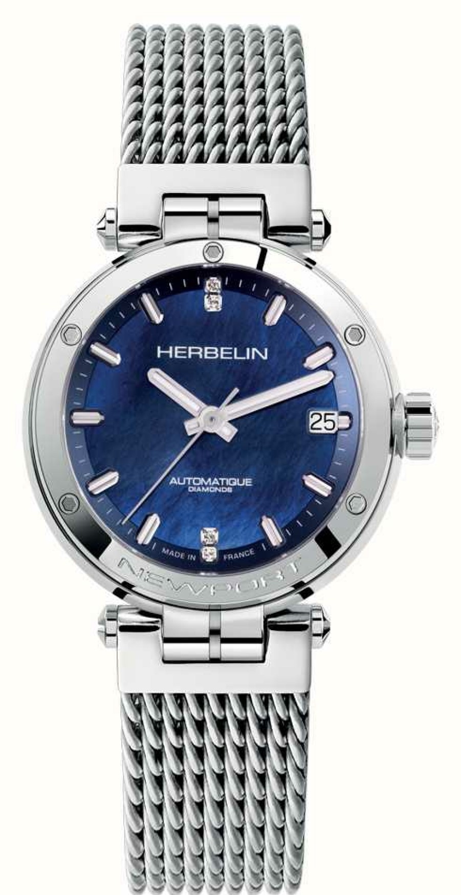 Women'S Herbelin | Herbelin Newport Automatic (35Mm) Blue Dial / Stainless Steel Mesh