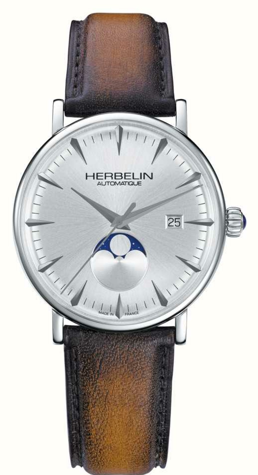 Men'S Herbelin | Herbelin Inspiration Silver Dial Brown Leather Strap Limited Editionwatch