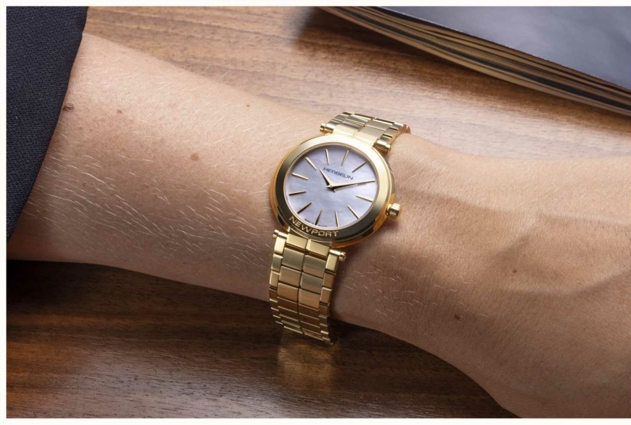 Women'S Herbelin | Herbelin Newport Slim (32Mm) Mother Of Pearl Dial / Gold Pvd Bracelet