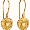 Jewelry Elements Silver | Elements Silver Silver Gold Plated Heart Sunray Drop Earrings