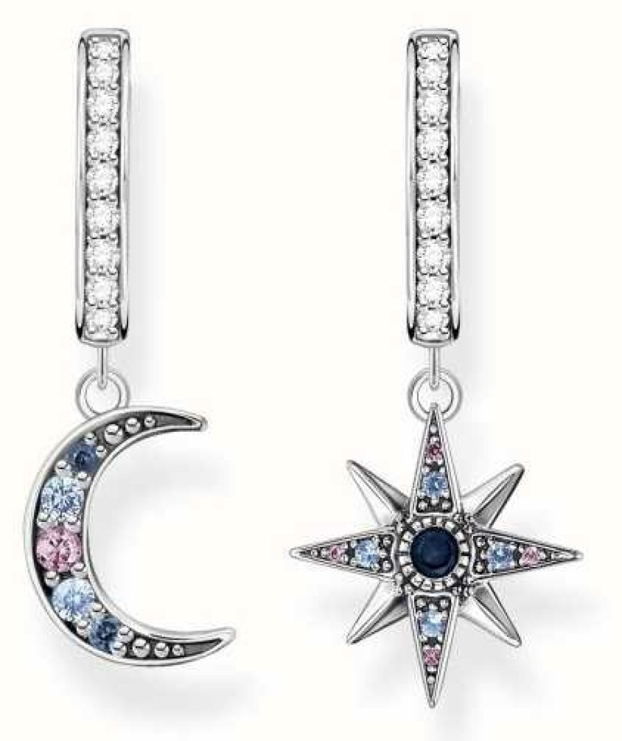 Jewelry Thomas Sabo Jewellery | Thomas Sabo Royalty Moon And Star Sterling Silver Hoop Earrings