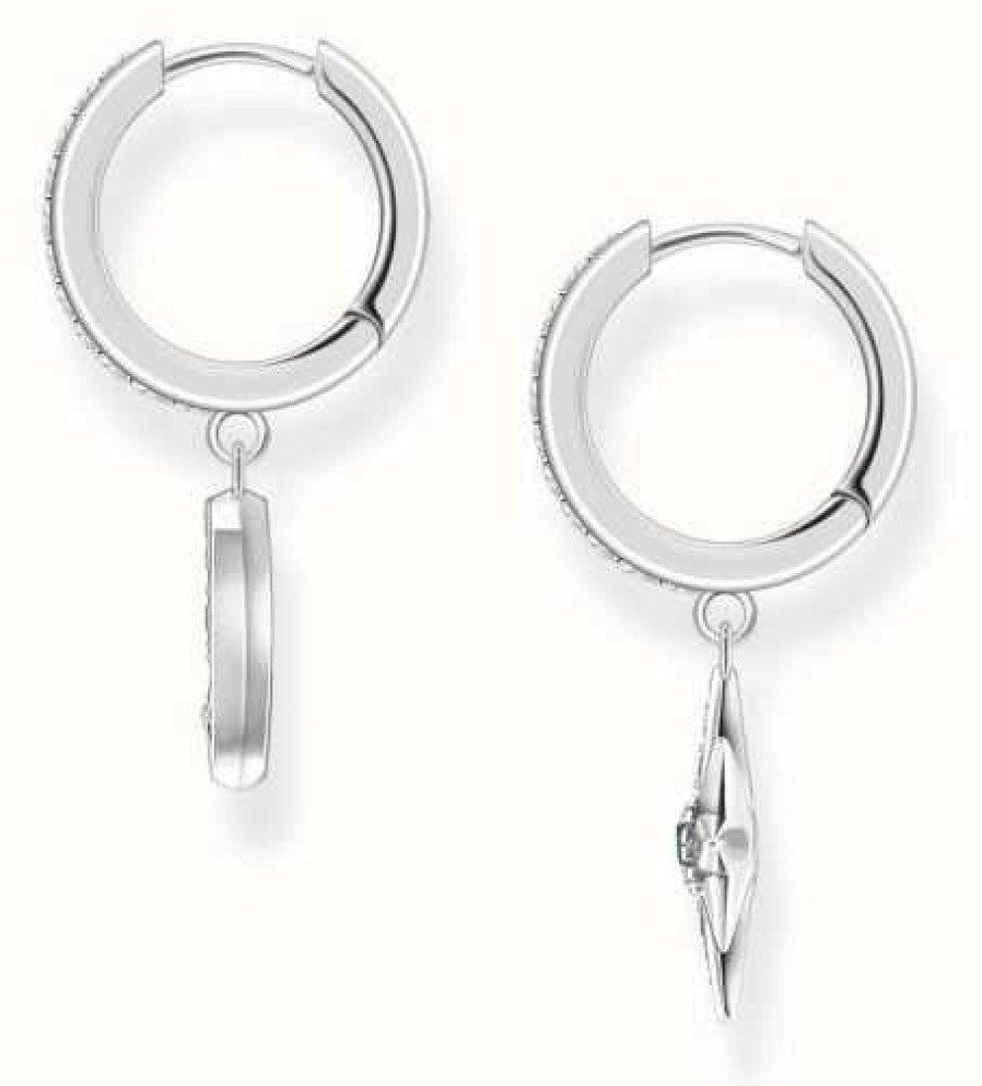 Jewelry Thomas Sabo Jewellery | Thomas Sabo Royalty Moon And Star Sterling Silver Hoop Earrings