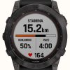 Men'S Garmin | Garmin Fenix 7X Sapphire Solar | Carbon Grey Titanium | Black Silicone Strap