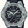 Men'S Casio | Casio G-Shock G-Steel Bluetooth Tough Solar Black Resin Strap