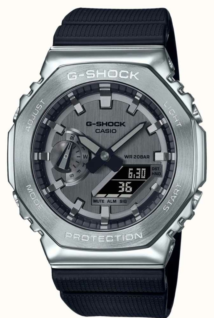 Men'S Casio | Casio G-Shock Stainless Steel Case Resin Strap Watch