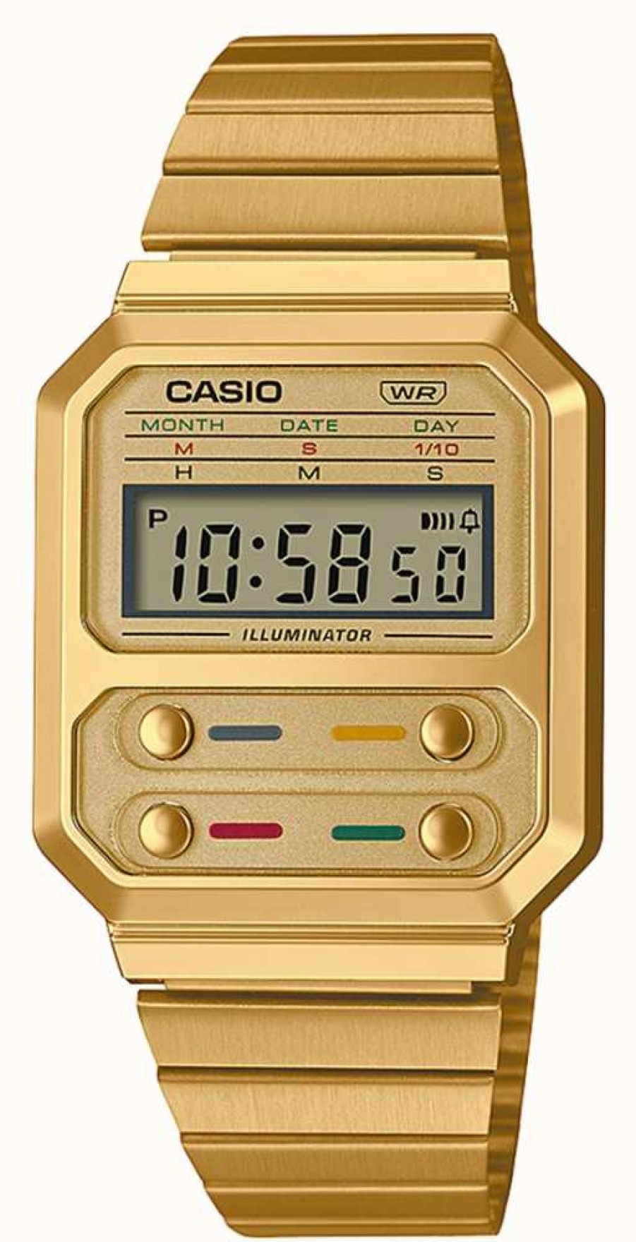 Women'S Casio | Casio Vintage Gold Stainless Steel Digital Watch