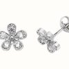 Jewelry James Moore | James Moore Th Silver Flower Cubic Zirconia Stud Earrings