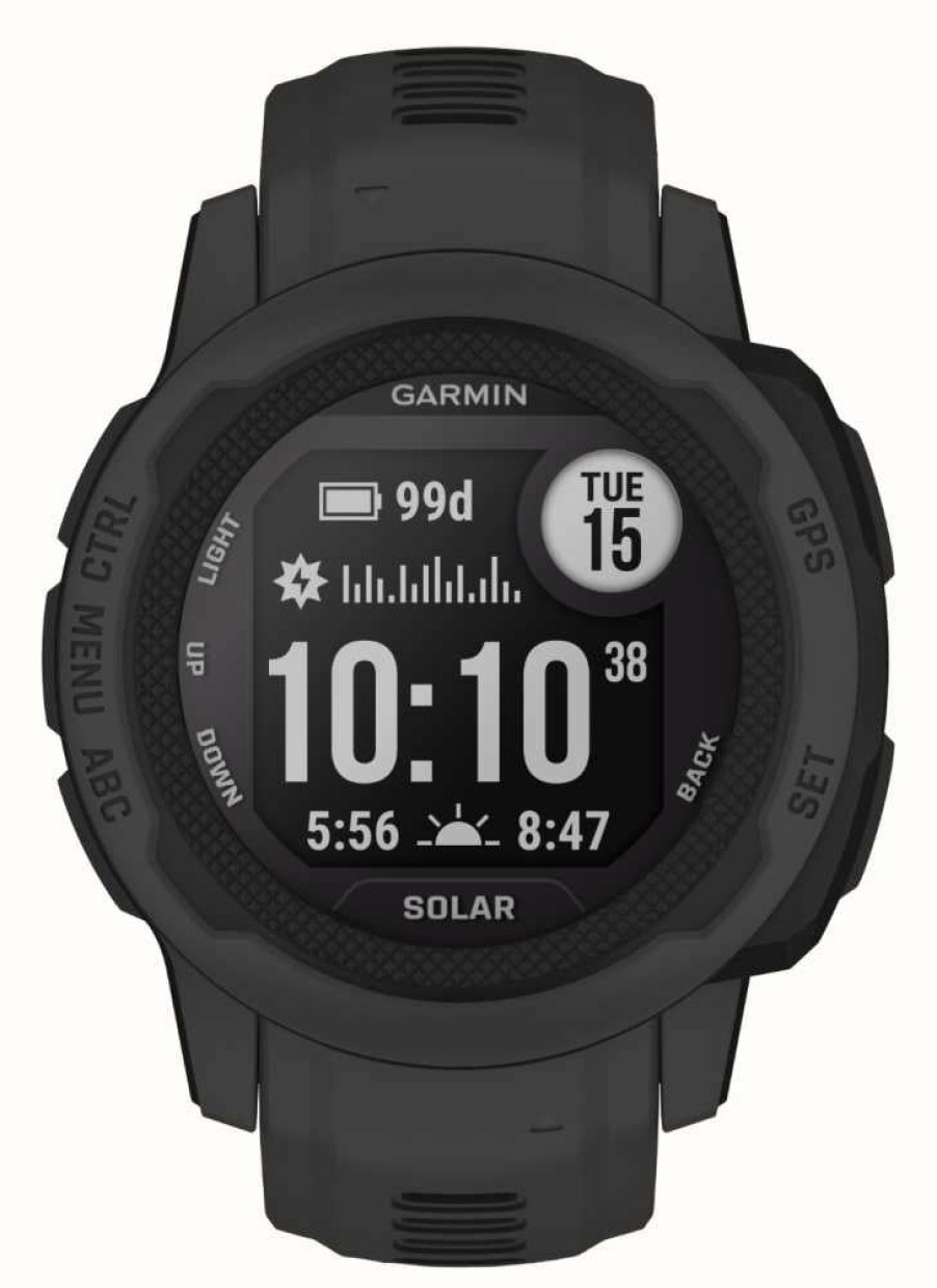 Men'S Garmin | Garmin Instinct 2S Solar Graphite Silicone Strap