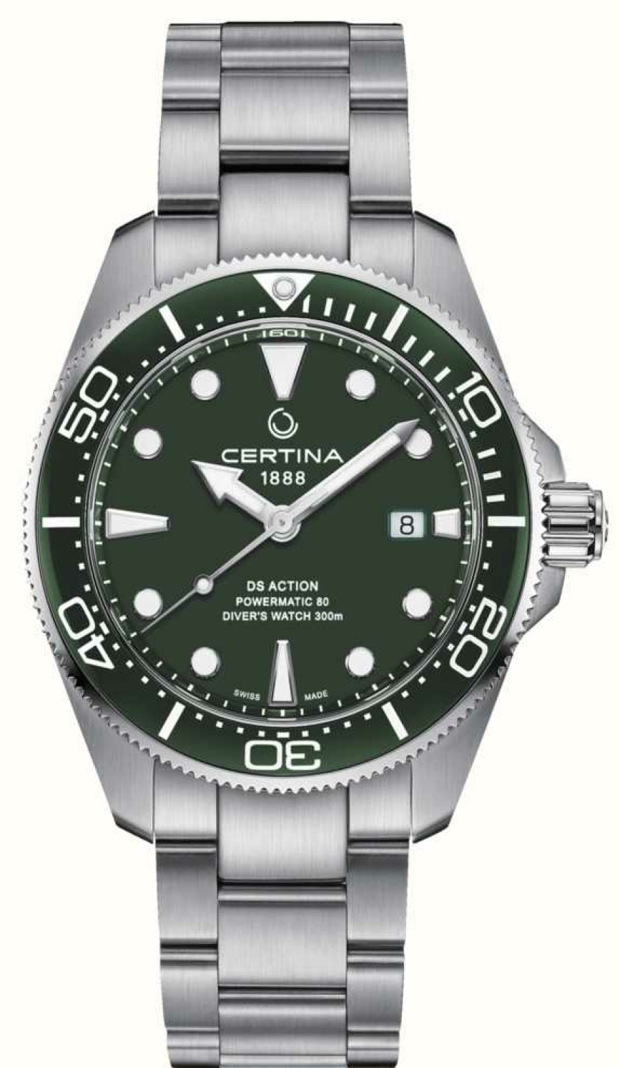 Men'S Certina | Certina Ds Action Diver 43Mm Powermatic 80 Green Dial