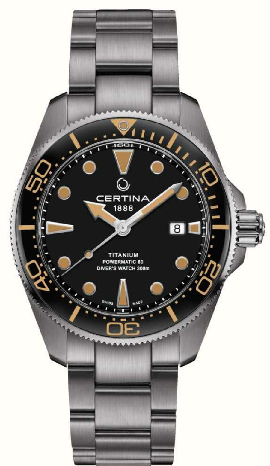 Men'S Certina | Certina Ds Action Diver 43Mm Powermatic 80 Titanium Black Dial