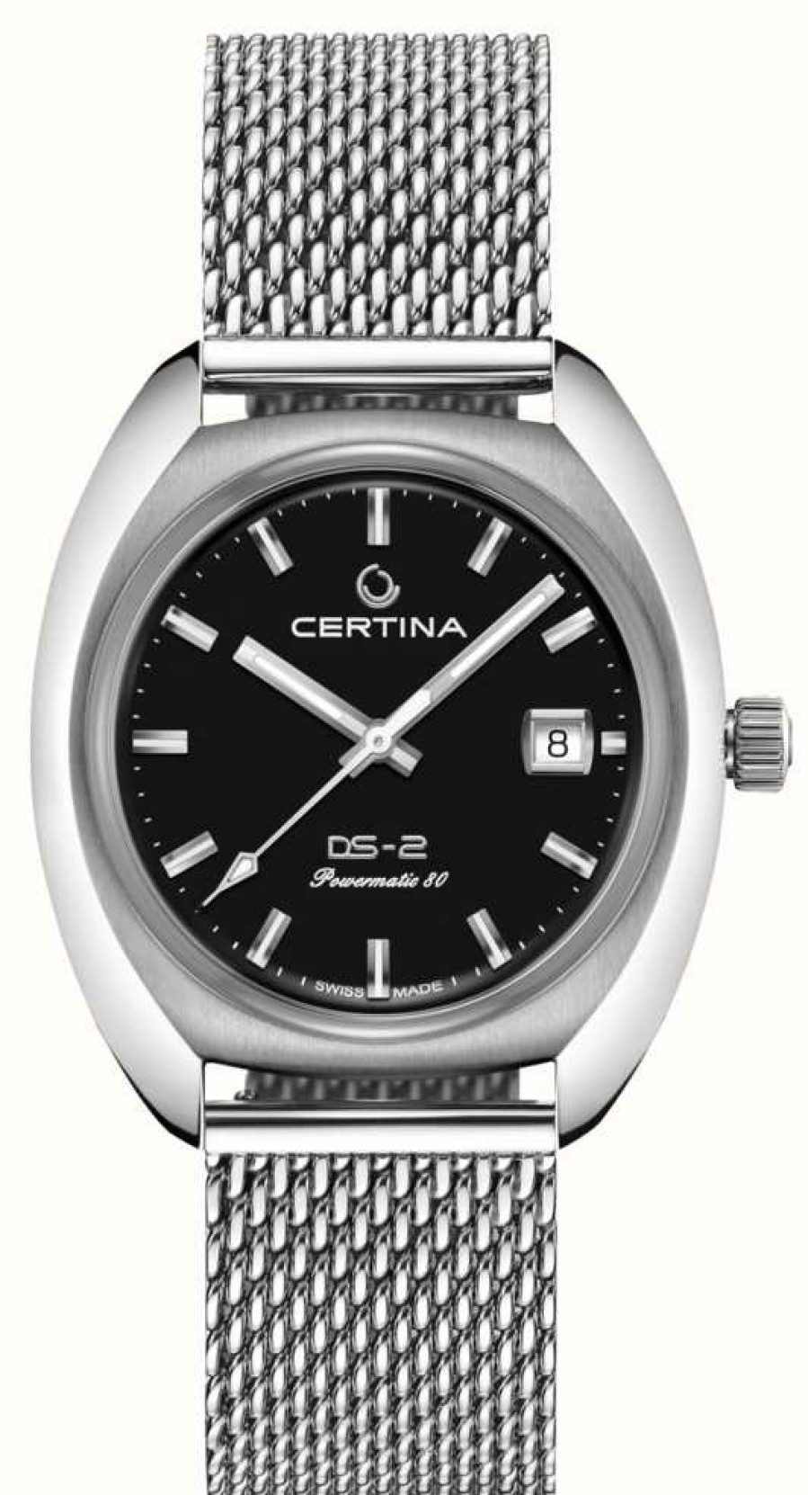 Men'S Certina | Certina Ds-2 Powermatic 80 Black Dial Mesh