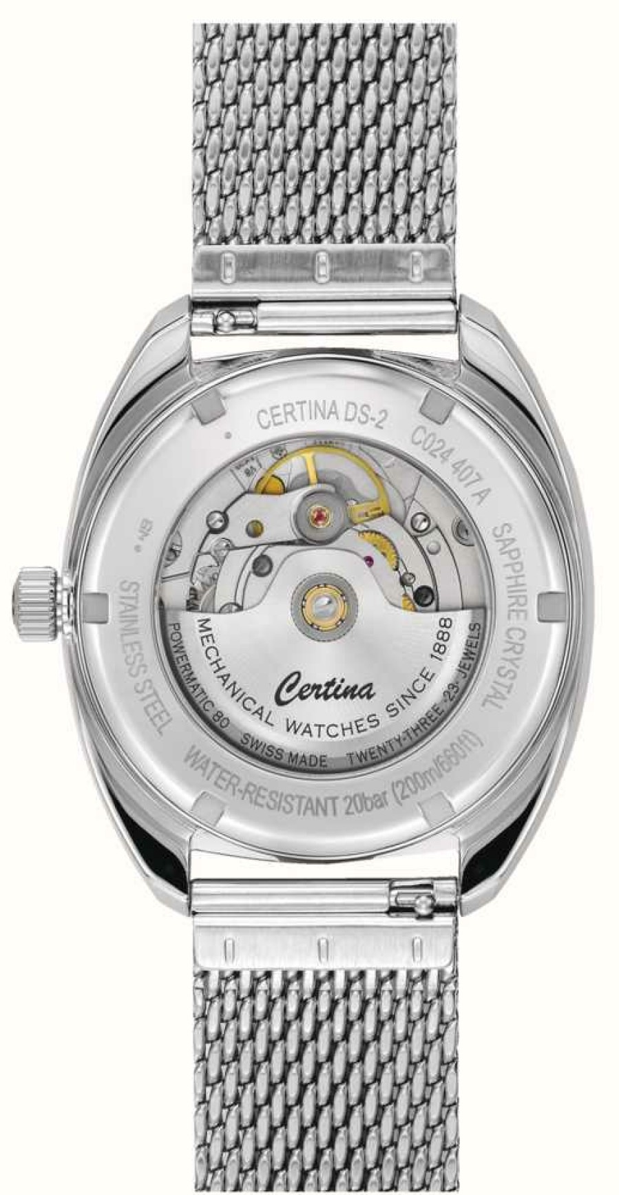 Men'S Certina | Certina Ds-2 Powermatic 80 Black Dial Mesh