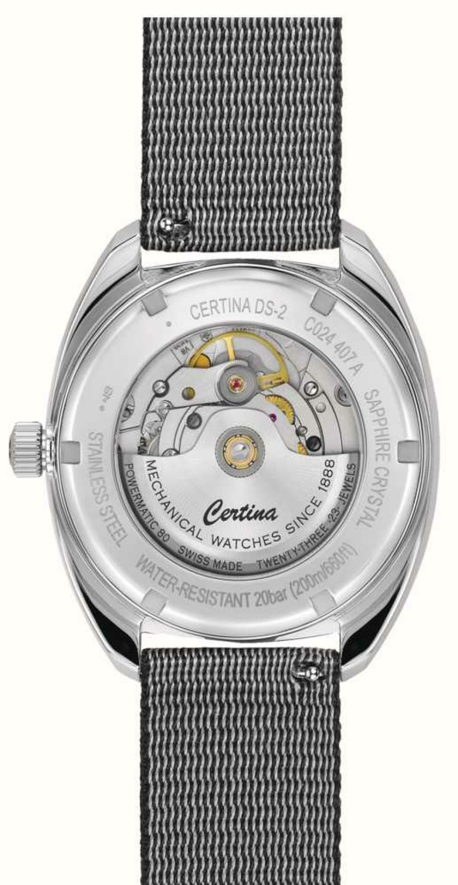 Men'S Certina | Certina Ds-2 Powermatic 80 Grey Nato Fabric Strap