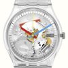 Men'S Swatch | Swatch Clearly Gent Transparent Dial Silicone Strap