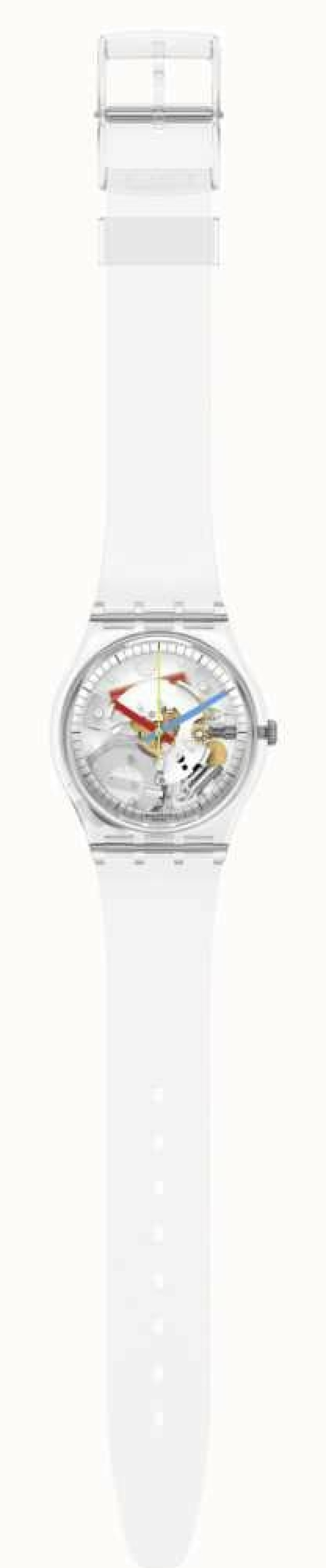 Men'S Swatch | Swatch Clearly Gent Transparent Dial Silicone Strap