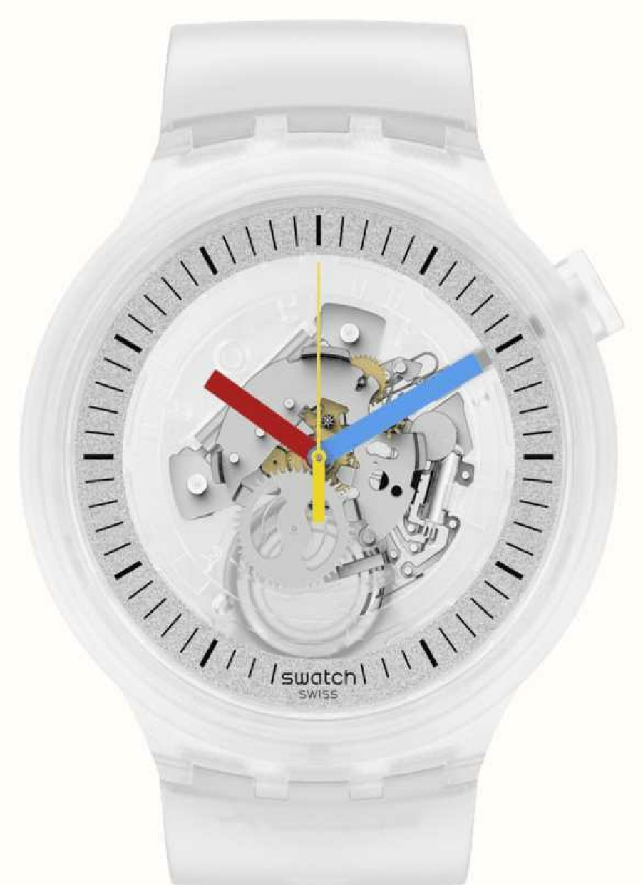 Men'S Swatch | Swatch Clearly Bold Quartz Skeleton Dial