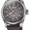 Men'S ORIS | Oris X Cervo Volante Big Crown Pointer Date Automatic (38Mm) Grey Dial / Dark Brown Leather Strap