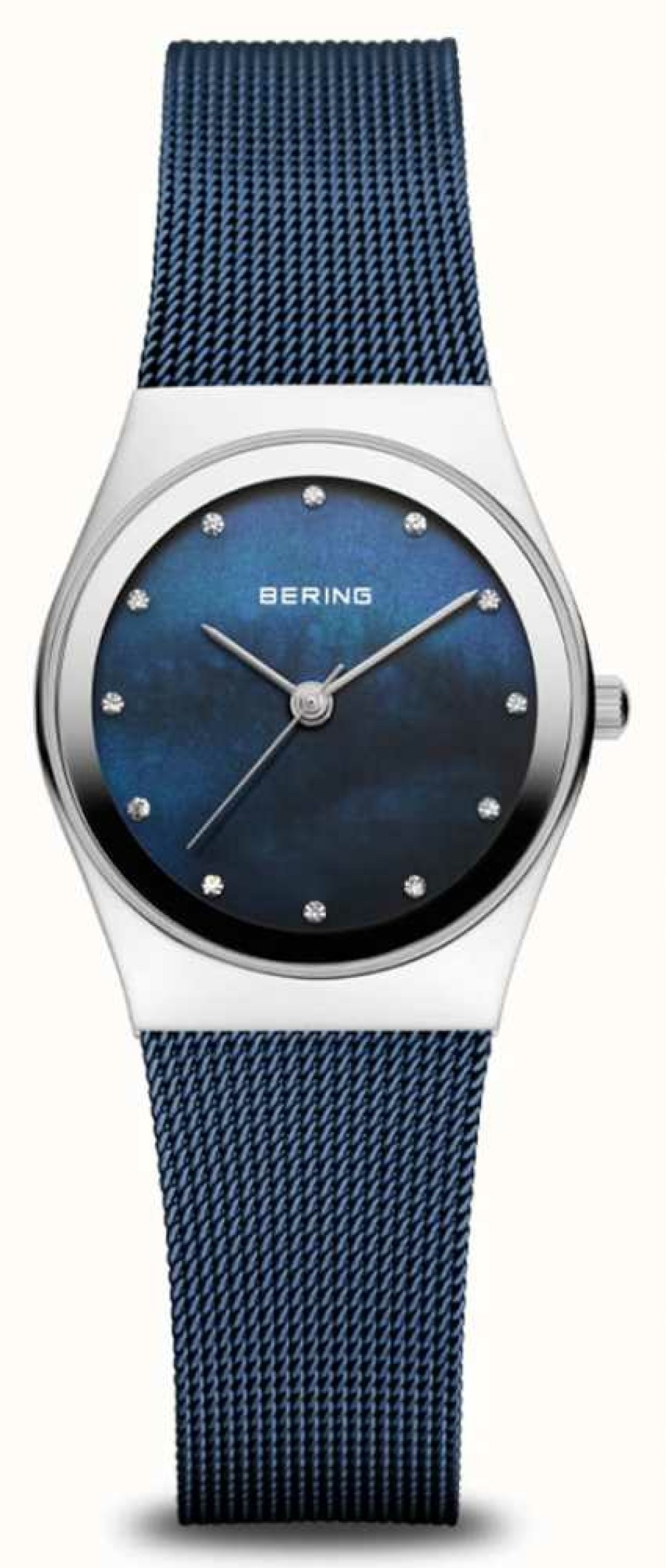 Women'S Bering | Bering Classic | Blue Mother Of Pearl Dial | Blue Milanese Strap | Polished Stainless Steel Case