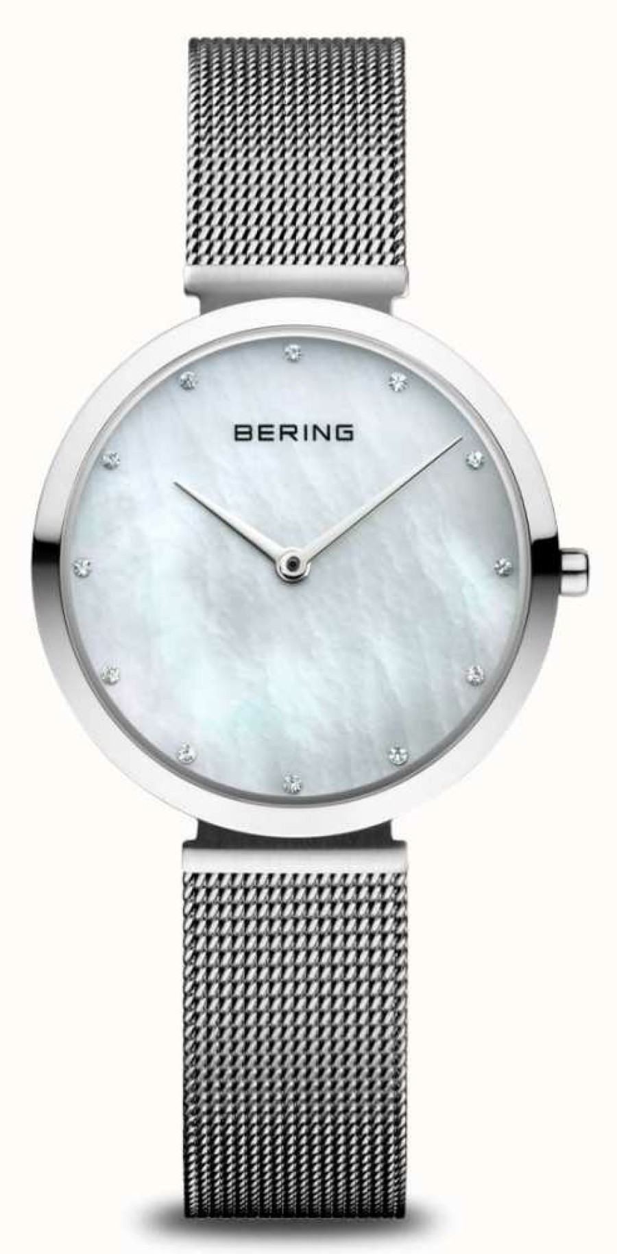 Women'S Bering | Bering Classic | Mother Of Pearl Dial | Milanese Strap | Polished Stainless Steel Case