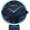 Women'S Bering | Bering Classic | Blue Mother Of Pearl Dial | Blue Milanese Strap | Blue Stainless Steel Case