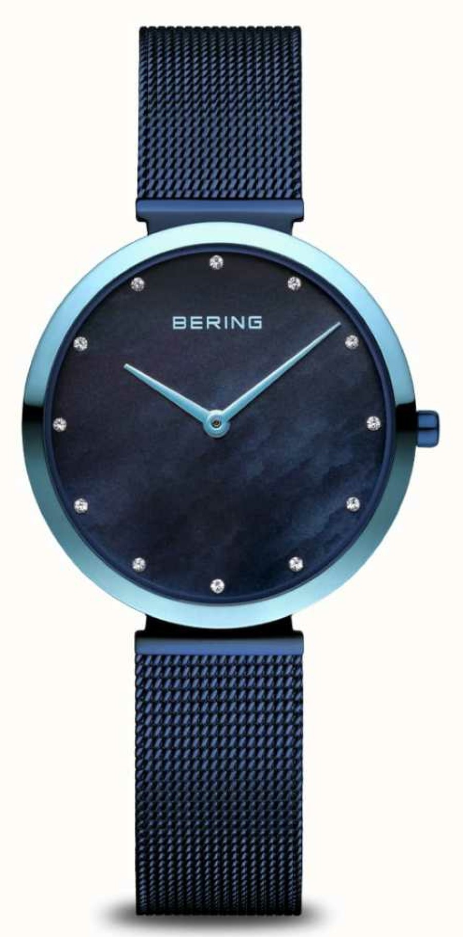 Women'S Bering | Bering Classic | Blue Mother Of Pearl Dial | Blue Milanese Strap | Blue Stainless Steel Case