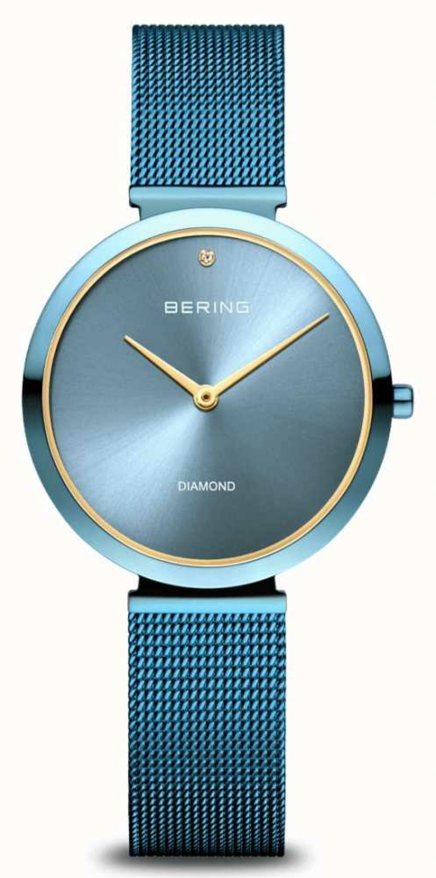 Women'S Bering | Bering Charity | Arctic Blue Sunray Dial With Diamond | Arctic Blue Milanese Strap | Arctic Blue Stainless Steel Case