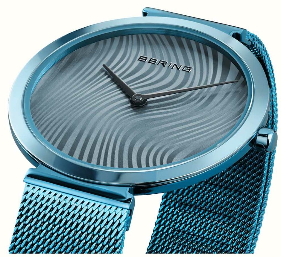 Women'S Bering | Bering Charity | Arctic Blue Wave Pattern Dial | Arctic Blue Milanese Strap | Arctic Blue Stainless Steel Case