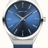 Women'S Bering | Bering Ultra Slim | Blue Sunray Dial | Blue Milanese Strap | Polished Stainless Steel Case