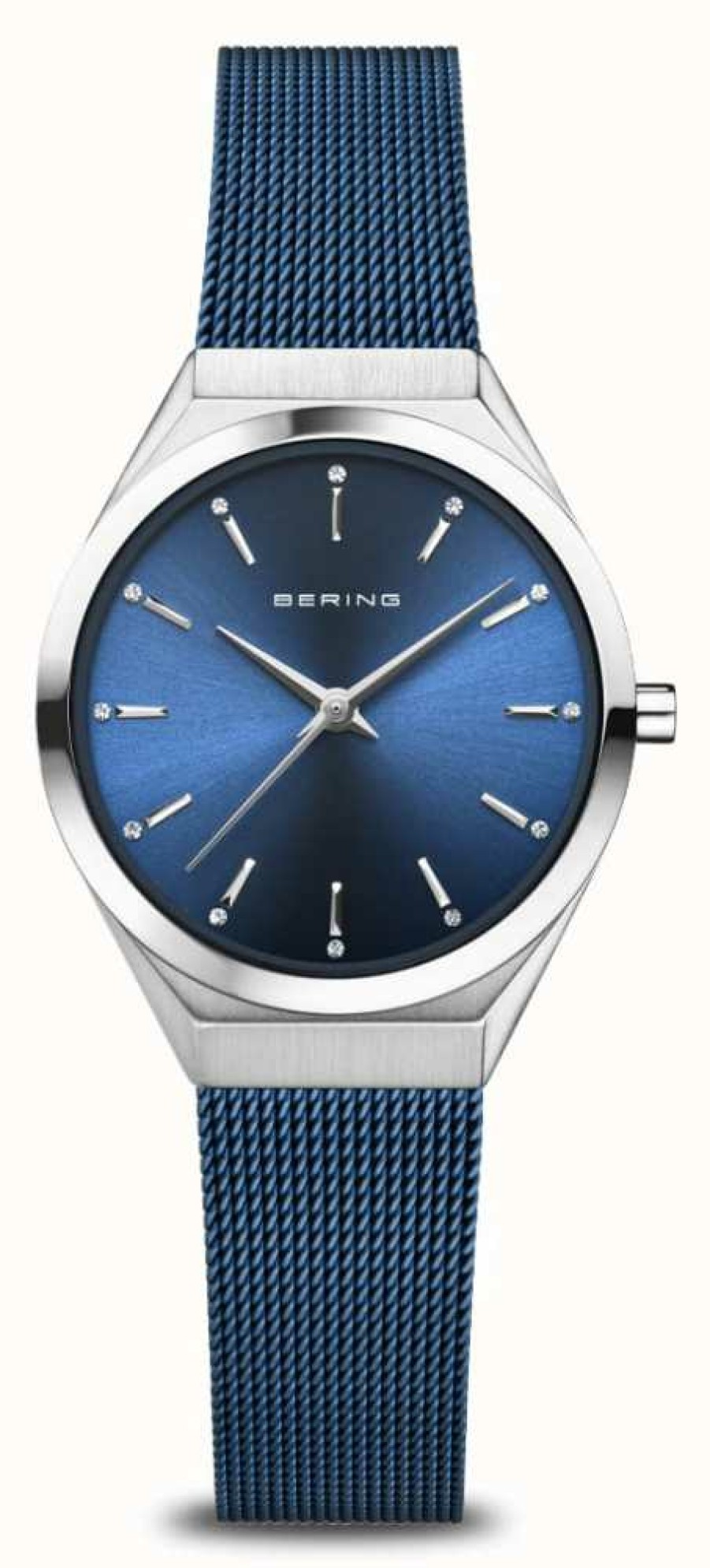 Women'S Bering | Bering Ultra Slim | Blue Sunray Dial | Blue Milanese Strap | Polished Stainless Steel Case