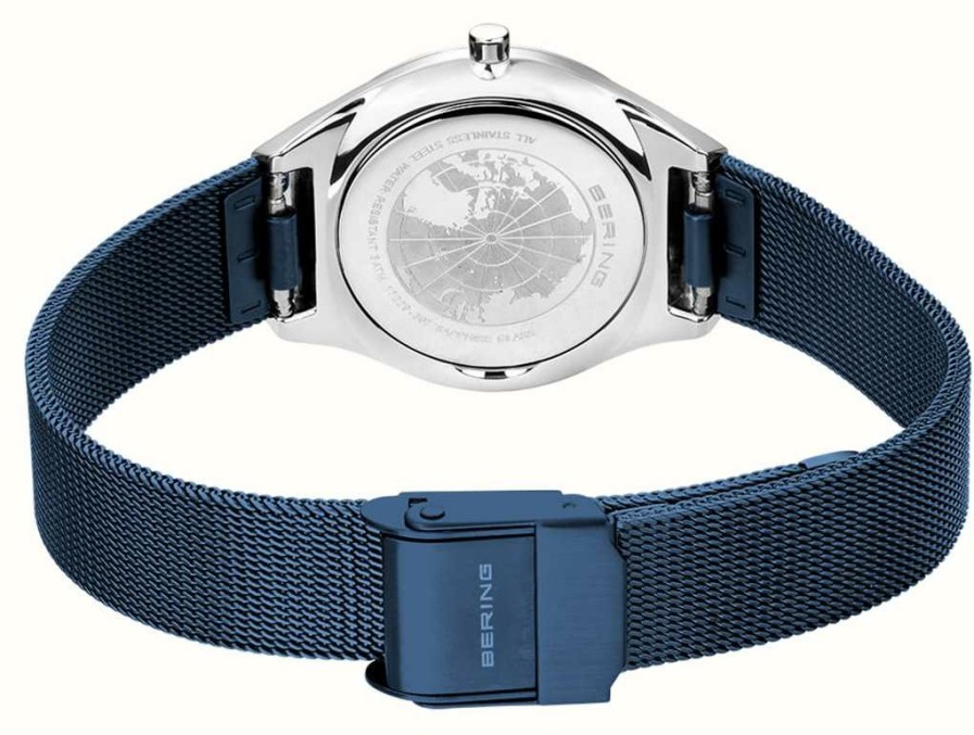 Women'S Bering | Bering Ultra Slim | Blue Sunray Dial | Blue Milanese Strap | Polished Stainless Steel Case