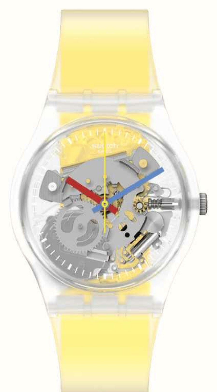 Men'S Swatch | Swatch Clearly Yellow Striped Unisex Watch