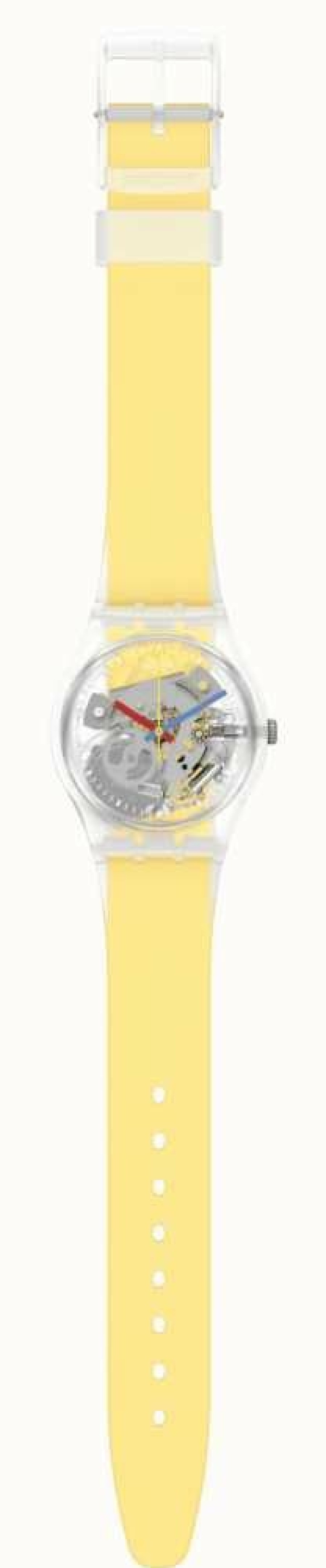 Men'S Swatch | Swatch Clearly Yellow Striped Unisex Watch