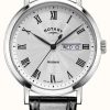 Men'S Rotary | Rotary Windsor Quartz Black Leather Strap