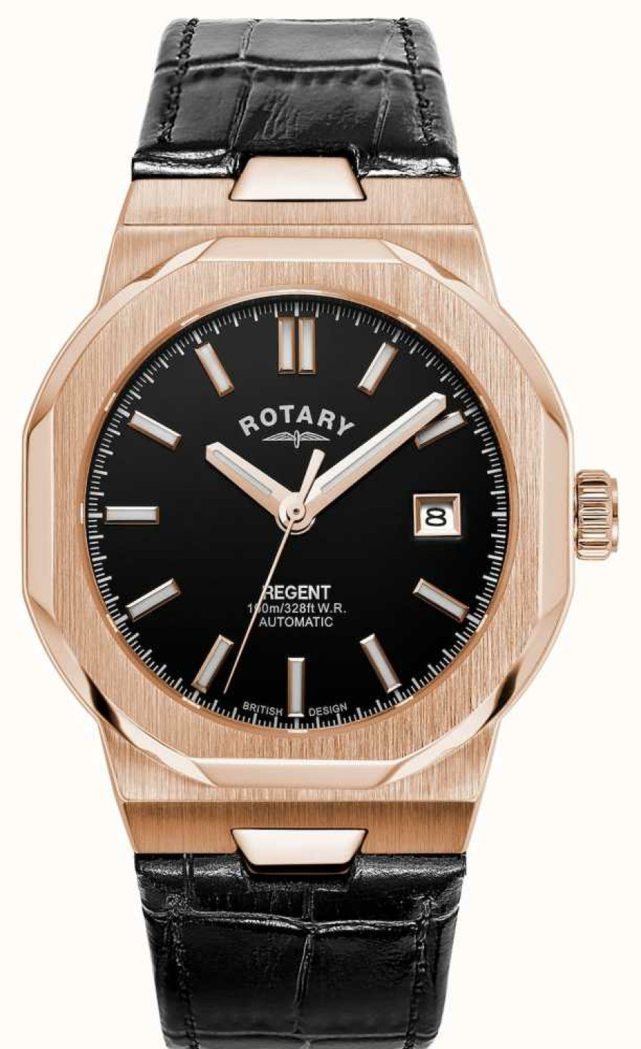 Men'S Rotary | Rotary Regent Automatic Rose-Gold Pvd Case