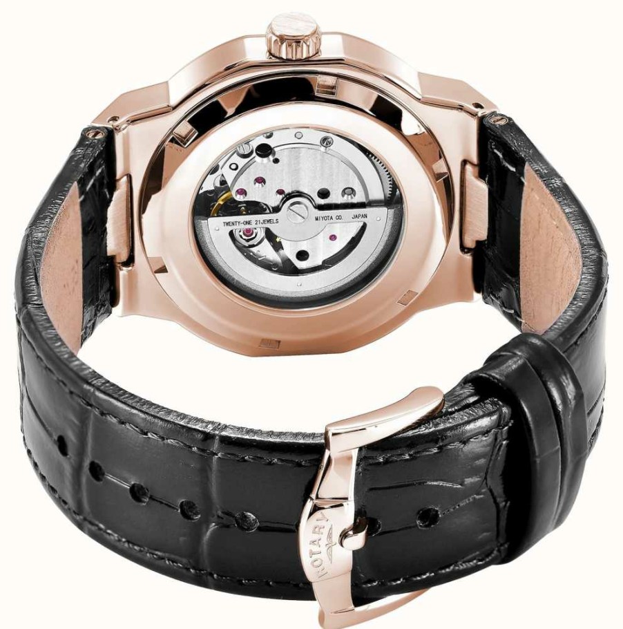 Men'S Rotary | Rotary Regent Automatic Rose-Gold Pvd Case