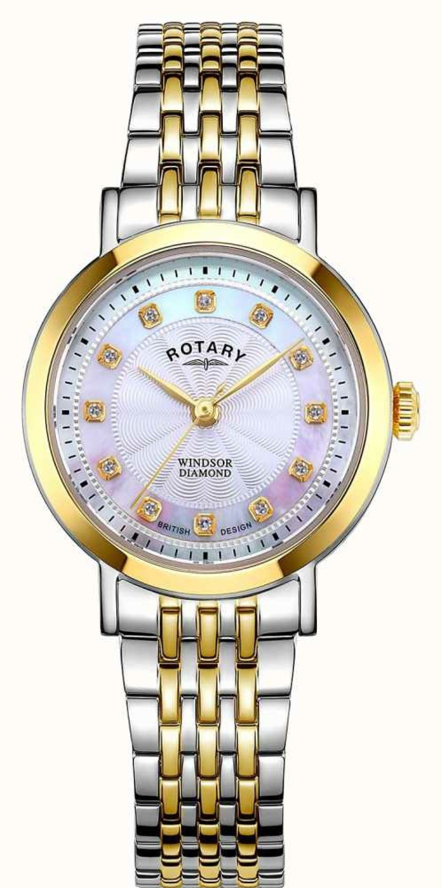 Women'S Rotary | Rotary Women'S Windsor Diamond-Set Two-Tone Watch