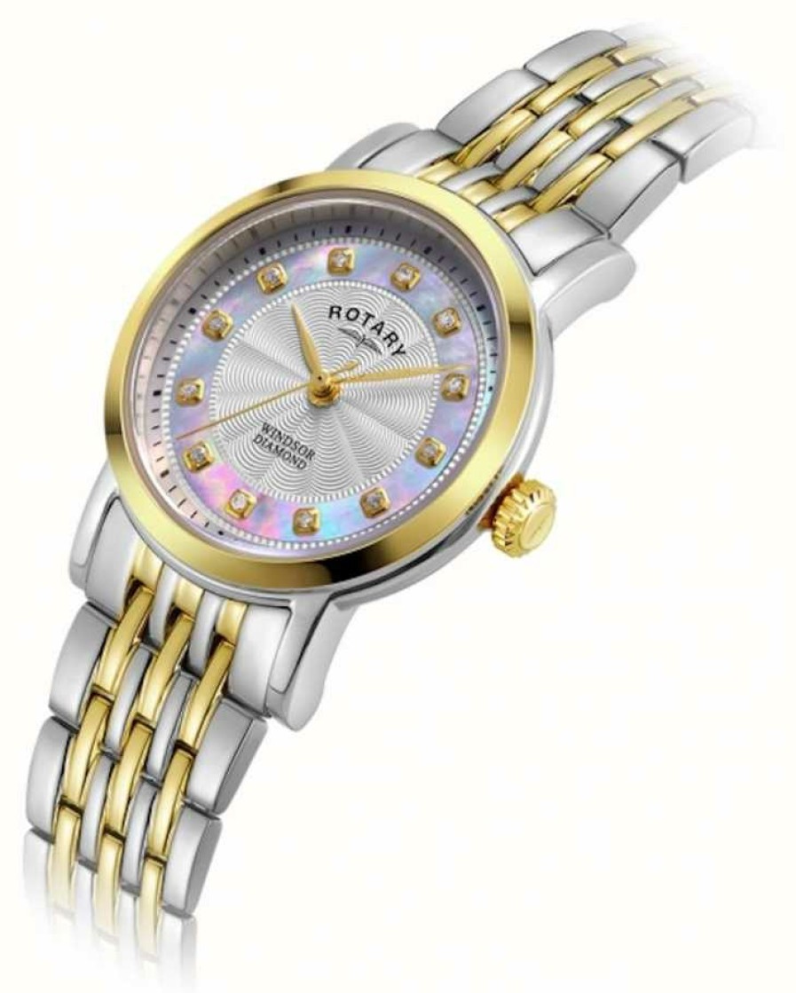 Women'S Rotary | Rotary Women'S Windsor Diamond-Set Two-Tone Watch