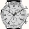 Men'S Timex | Timex Waterbury Classic Men'S 40Mm Chrono Sst Case Wht Dial Blk Strap