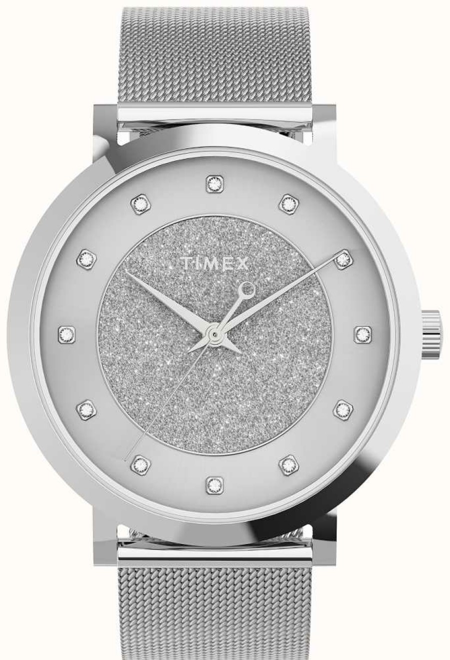 Women'S Timex | Timex Women'S Celestial Opulence 38Mm Silver-Tone Case / Silver-Tone Glitter Dial With Crystals