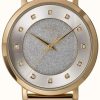 Women'S Timex | Timex Women'S Celestial Opulence 38Mm Gold-Tone Case Silver-Tone Glitter Dial With Crystal Markers And Gold-Tone Mesh Bracelet