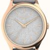 Women'S Timex | Timex Rose Gold-Tone Case With Silver Glitter Dial And Silver Strap