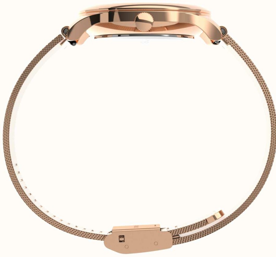 Women'S Timex | Timex Rose Gold-Tone Case With Silver Glitter Dial And Rose Gold-Tone Bracelet