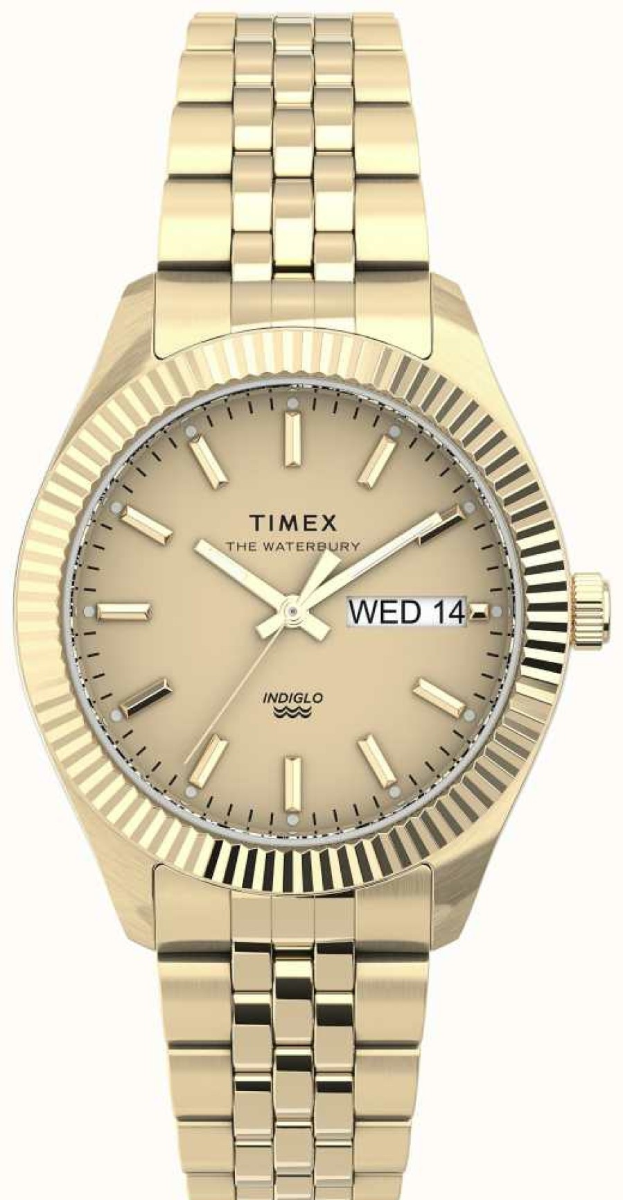 Women'S Timex | Timex Waterbury Boyfriend 36Mm Sst Case Gold-Tone Bracelet