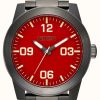 Men'S Nixon | Nixon Corporal Ss | Black | Stainless Steel Bracelet | Red Dial