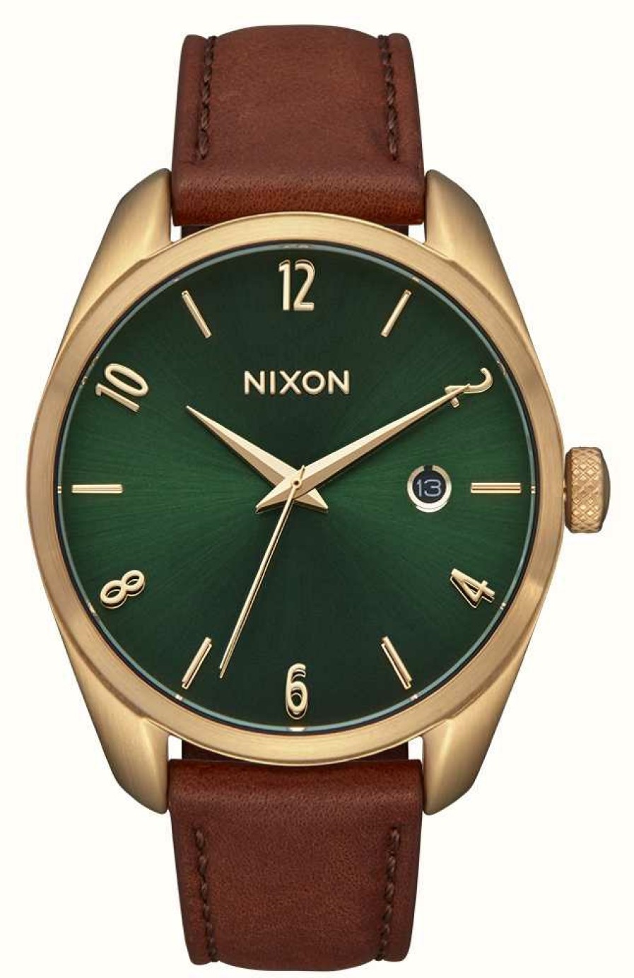 Women'S Nixon | Nixon Thalia Leather Green Dial Brown Leather Strap