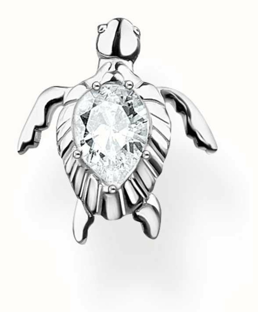 Jewelry Thomas Sabo Jewellery | Thomas Sabo Sterling Silver Crystal Set Turtle Single Stud Earring