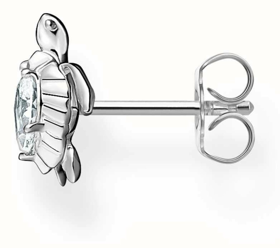 Jewelry Thomas Sabo Jewellery | Thomas Sabo Sterling Silver Crystal Set Turtle Single Stud Earring