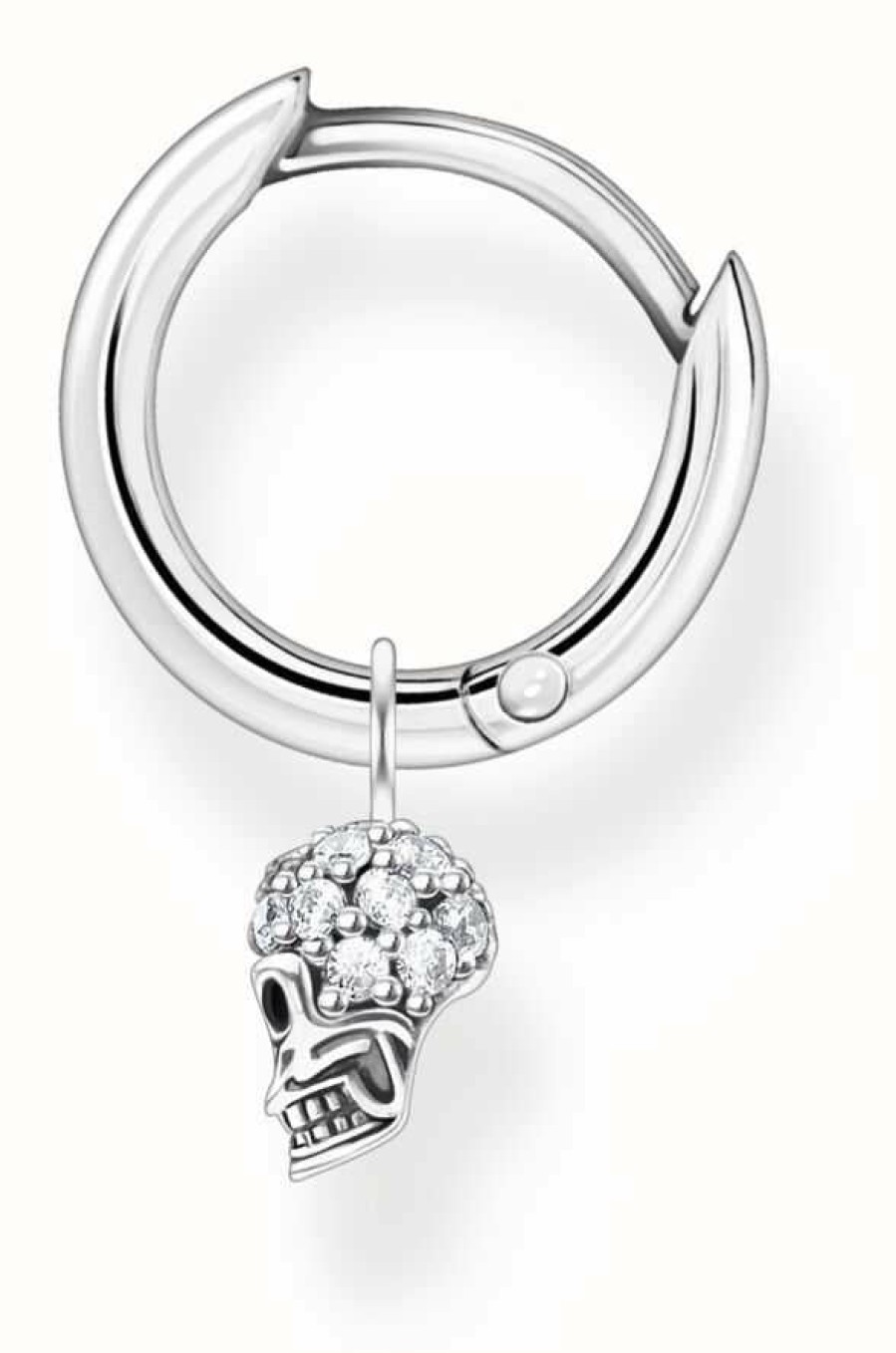 Jewelry Thomas Sabo Jewellery | Thomas Sabo Sterling Silver Single Hoop Earring With Crystal Set Skull Pendant