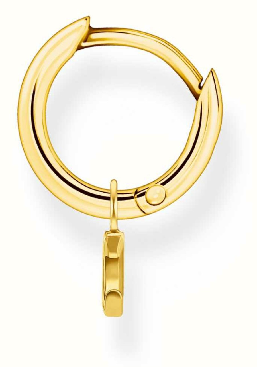 Jewelry Thomas Sabo Jewellery | Thomas Sabo Gold Plated Single Hoop Earring With Crystal Set Moon Pendant