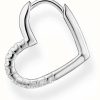 Jewelry Thomas Sabo Jewellery | Thomas Sabo Sterling Silver Crystal Set Heart-Shaped Single Hoop Earring